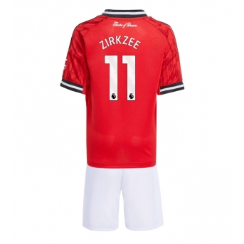 Manchester United Joshua Zirkzee #11 Maglia Gara Casa Repliche 2025-26 Bambino Maniche Corte